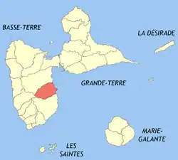 Location of the commune (in red) within Guadeloupe