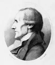 Portrait of Granville Sharp. The head and shoulders of Sharp are seen from the side, in an oval frame