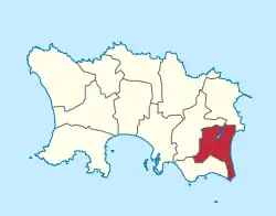 Location of Grouville in Jersey