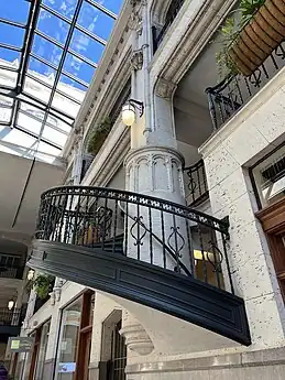 Spiral staircase between first and second floors