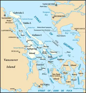 The Southern Gulf Islands, including Valdes.