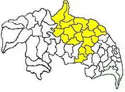 Mandals in Guntur revenue division (in yellow) of Guntur district