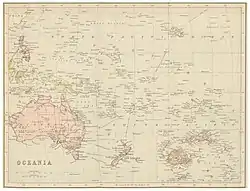 An 1883 Belgian map showing the Anson Archipelago (in English)