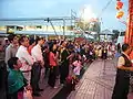 People at a temple fair in Hong Kong