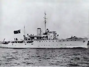 HMAS Toowoomba during sea trials in 1941