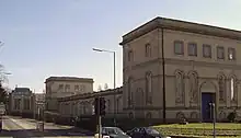 The Morelands building at Hampton Waterworks. A large brick building.