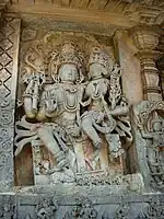 Shiva and Parvathi relief at Hoysaleswara temple