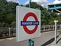 Roundel on westbound platform face