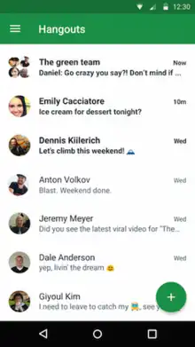 Screenshot showing Google Hangouts