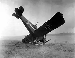 Two-seat German Hannover biplane forced down near Cierges