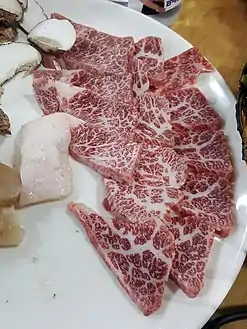 Extremely marbled hanu beef (한우소고기)