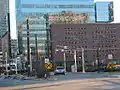 Hudson Avenue divides before Harborside station. HFC Plaza 5 is in the background.