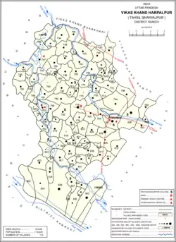 Map showing Satautha (#794) in Harpalpur CD block