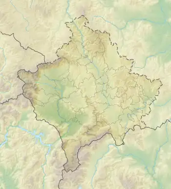 Map showing the location of Bukuroshja e Fjetur Cave