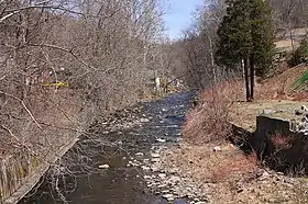 Harveys Creek looking upstream in West Nanticoke