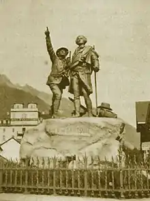 Image 32Chamonix, The Monument of Horace-Bénédict de Saussure and Jacques Balmat, in honor of their climb of Mont Blanc (from History of the Alps)