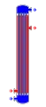 Fig. 1: Shell and tube heat exchanger, single pass (1–1 parallel flow)