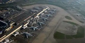 Image 27Planes waiting at Heathrow Airport's Terminal 4.