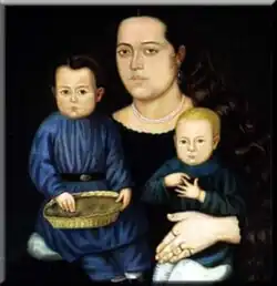 Da. Francisca Valdivia de Chávez and sons. (1862) by Hermenegildo Bustos