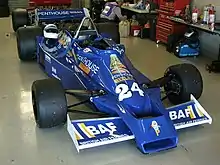 1977 Penthouse Rizla Racing Hesketh 308E-Cosworth waiting in the pit garages during the Silverstone Classic race meeting