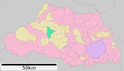 Location of Higashichichibu in Saitama Prefecture