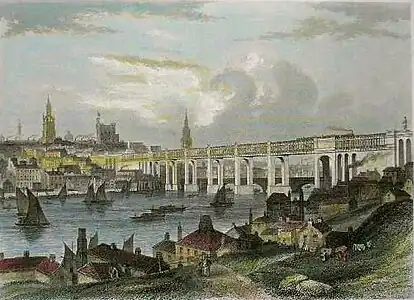 High Level Bridge, where Beall's yard was sited, 1863