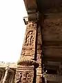 Anciet ruins of Hindu temple, with figure of a female dancer inside the Quwwat-ul Islam mosque