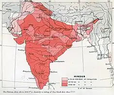 1909 Percentage of Hindus.