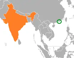 Map indicating locations of Hong Kong and India