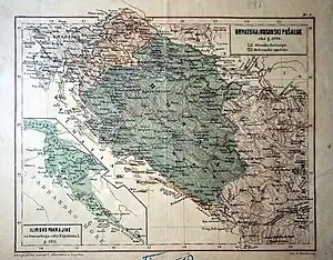 Image 51"Remnants of the Remnants" (Reliquiae Reliquiarum), shown on this map in yellow, represent the territory under the jurisdiction of Croatian-Slavonian Sabor at the height of the Ottoman advance (from History of Croatia)