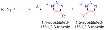 Thermal addition gives a mixture of 1,4 and 1,5 isomers