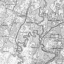 The confluence of the Cikeas and Cileungsi rivers in the upper reaches of the Bekasi River in a 1901 map.