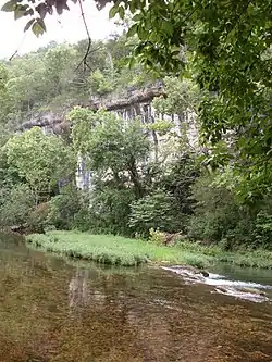 Hunter Creek bluff above the old mill pond at Vera Cruz, Missouri