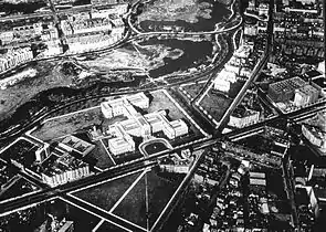 20th century overview of Huntington Ave in the vicinity of the Museum of Fine Arts, Boston