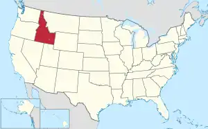 Map of the United States with Idaho highlighted