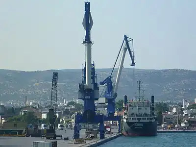 Cargo ship at the harbour.