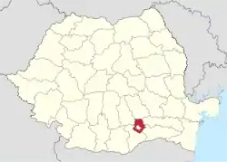 Administrative map of Romania with Ilfov county highlighted