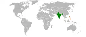 Map indicating locations of India and Philippines