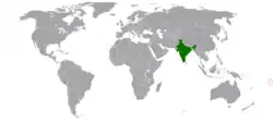 Map indicating locations of India and Samoa