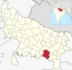 Location of Prayagraj district in Uttar Pradesh