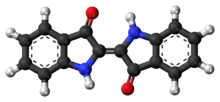 Ball-and-stick model of the indigo dye molecule