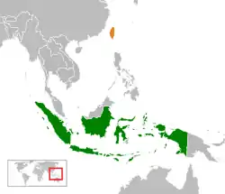 Map indicating locations of Indonesia and Taiwan