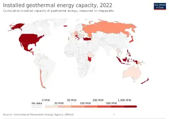 Image 31Installed geothermal energy capacity, 2022 (from Geothermal energy)