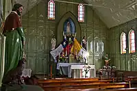 Interior of the church of Guayacán, Chile.