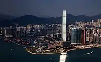 Viewed from Victoria Peak, with the Yau Ma Tei Typhoon Shelter visible.