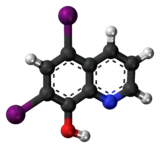 Ball-and-stick model of the diiodohydroxyquinoline molecule