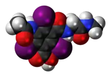 Space-filling model of the ioglicic acid molecule