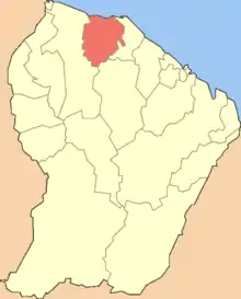 Location of the commune (in red) within French Guiana