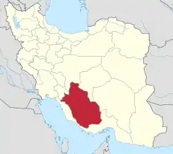 Location of Fars province in Iran