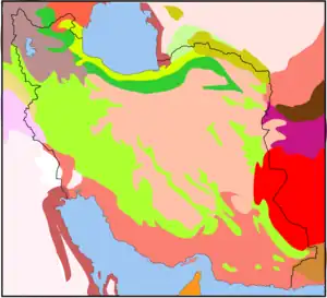 Ecoregion territory (light-green, straddling border of Iran and Turkmenistan)